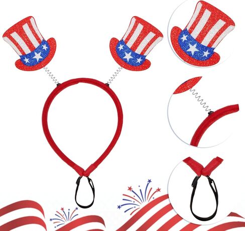 4th of July Dog Costume Headband, Pet Red White Blue Patriotic Head Bopper, Adorable Independence Day Costume Accessories for Dogs Cats in Kuwait