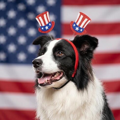 4th of July Dog Costume Headband, Pet Red White Blue Patriotic Head Bopper, Adorable Independence Day Costume Accessories for Dogs Cats in Kuwait
