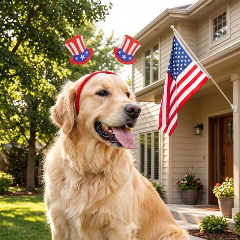4th of July Dog Costume Headband, Pet Red White Blue Patriotic Head Bopper, Adorable Independence Day Costume Accessories for Dogs Cats in Kuwait