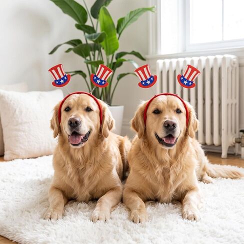 4th of July Dog Costume Headband, Pet Red White Blue Patriotic Head Bopper, Adorable Independence Day Costume Accessories for Dogs Cats in Kuwait