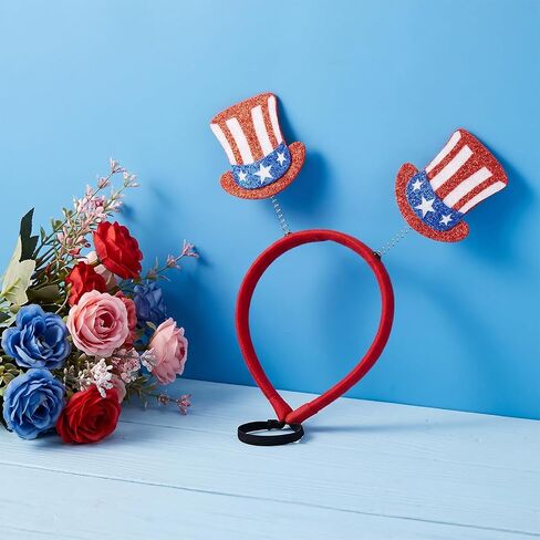 4th of July Dog Costume Headband, Pet Red White Blue Patriotic Head Bopper, Adorable Independence Day Costume Accessories for Dogs Cats in Kuwait