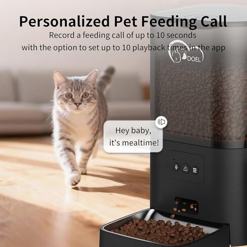 DOEL 2.4GHz WiFi Automatic Cat Feeder and Water Fountain, 6L/24 Cups Timed Dry Food Dispenser for 2.5 Weeks, with APP Remote Control, Voice, for Small Medium Dog Puppy Kitten in Kuwait