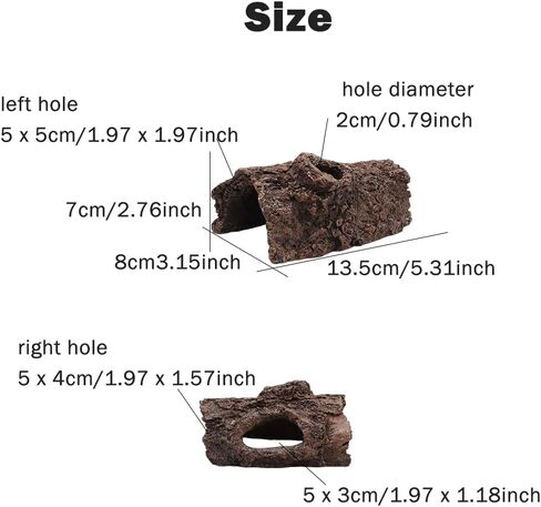 Aquarium Fish Tank Decorations,Resin Hollow Tree Trunk Ornament Bettas Fish Decor Aquarium Hideout for Shrimp Reptile and Turtle(Color:Brown) in Kuwait