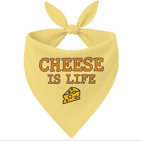 Cheese is Life Dog Bandana، إكسسوارات وشاح مضحكة للكلاب الأليفة، باندانا للكلاب الصغيرة والمتوسطة، هدايا لمحبي الكلاب، وشاح مثلث للحيوانات الأليفة من الجبن الكرتوني للصبي والفتاة in Kuwait