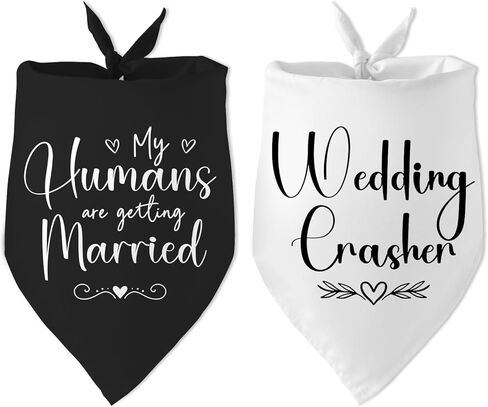 عبوتان من My Humans يتزوجون زفاف Crasher Dog Bandana هدية دش الزفاف وإكسسوارات صور الخطوبة لمحبي الكلاب هدية المالك in Kuwait