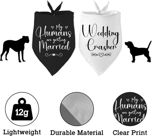 عبوتان من My Humans يتزوجون زفاف Crasher Dog Bandana هدية دش الزفاف وإكسسوارات صور الخطوبة لمحبي الكلاب هدية المالك in Kuwait