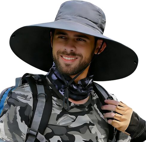 HUAMULAN Men Women 6" Wide Brim Sun Protection Hat Summer Fishing Hats in Kuwait