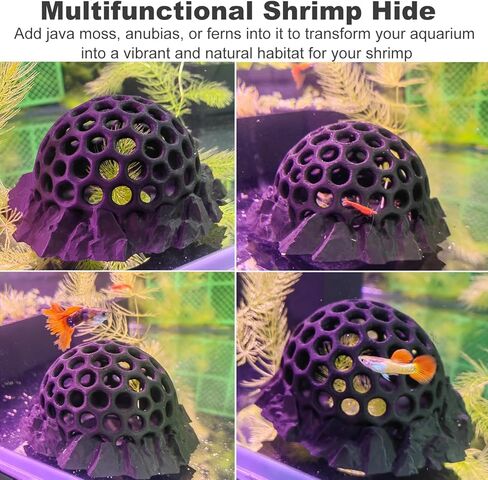 Shrimp Hides for Aquarium, Shrimp Tank Accessories - Shrimp Cave, Shrimp Hideout, Shrimp Shelter, Black in Kuwait