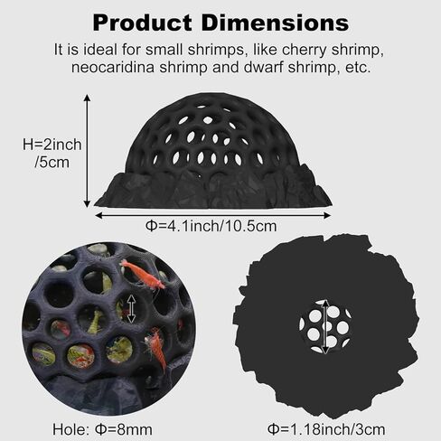 Shrimp Hides for Aquarium, Shrimp Tank Accessories - Shrimp Cave, Shrimp Hideout, Shrimp Shelter, Black in Kuwait