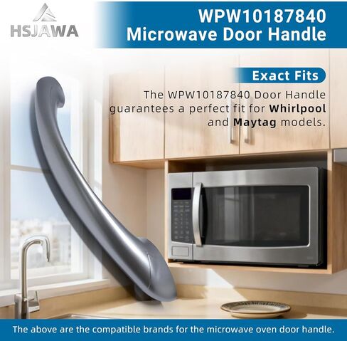 WPW10187840 Microwave Door Handle Fits for Whirlpool Maytag W10187840 Door Handle Replacement Number 1456048 AP6016574 PS2330289 EAP2330289 in Kuwait