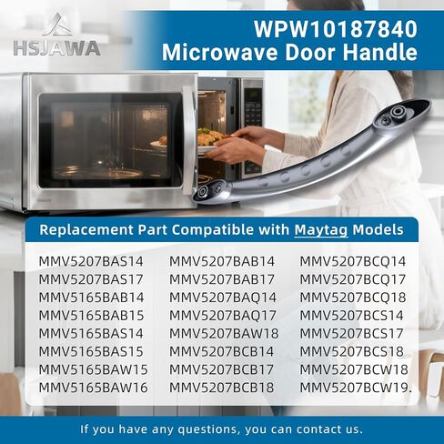 WPW10187840 Microwave Door Handle Fits for Whirlpool Maytag W10187840 Door Handle Replacement Number 1456048 AP6016574 PS2330289 EAP2330289 in Kuwait