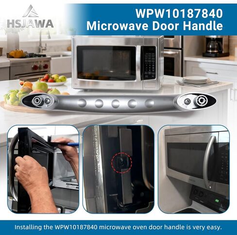 WPW10187840 Microwave Door Handle Fits for Whirlpool Maytag W10187840 Door Handle Replacement Number 1456048 AP6016574 PS2330289 EAP2330289 in Kuwait