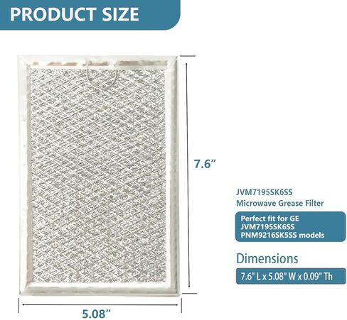 JVM7195SK6SS Microwave Grease Filter Replacement for GE Microwave Oven PNM9216SK5SS JVM7195EK5ES JNM7196DK5BB JVM7195DK5WW JNM7196SK6SS 5.08" x 7.6" Aluminum Mesh Filters 2 Pack in Kuwait