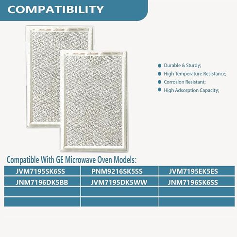 JVM7195SK6SS Microwave Grease Filter Replacement for GE Microwave Oven PNM9216SK5SS JVM7195EK5ES JNM7196DK5BB JVM7195DK5WW JNM7196SK6SS 5.08" x 7.6" Aluminum Mesh Filters 2 Pack in Kuwait