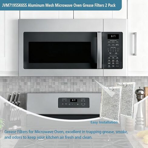 JVM7195SK6SS Microwave Grease Filter Replacement for GE Microwave Oven PNM9216SK5SS JVM7195EK5ES JNM7196DK5BB JVM7195DK5WW JNM7196SK6SS 5.08" x 7.6" Aluminum Mesh Filters 2 Pack in Kuwait