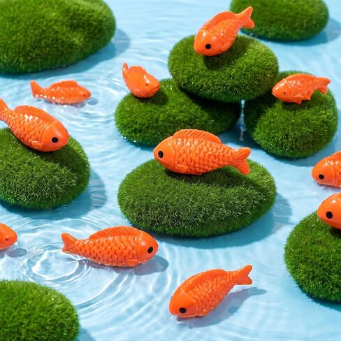 36 PCS Miniature Fish Cute Mini Fishes Fake Plastic Small Red Goldfish Set Tiny Fishes Figurines for DIY Garden Aquarium Cake Decorations Ornament Accessories Party Supplies in Kuwait