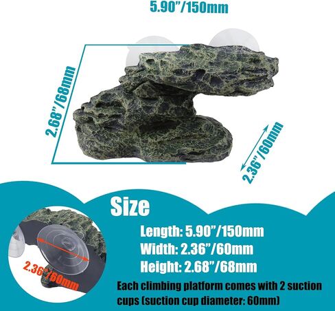 Turtle Basking Platform, Water Tank Aquarium Tortoise Climbing Platform with 2 Suction Cups, Artificial Stepped Ladder Turtle Platform for Snakes Horned Frog（Small Stepped Ladder Style） in Saudi Arabia