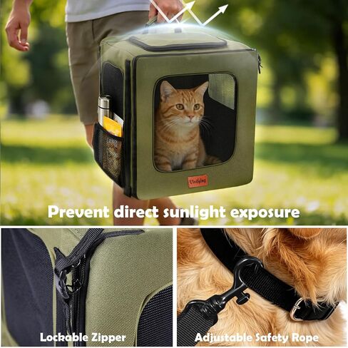 Vivifying Pet Carrier Backpack for Cats and Small Dogs up to 18 lb, Breathable Pet Backpack for Travel, Vet Visits and Hiking, with Sunshade, Locking Zippers, Thickened Bottom Support (Military Green) in Kuwait