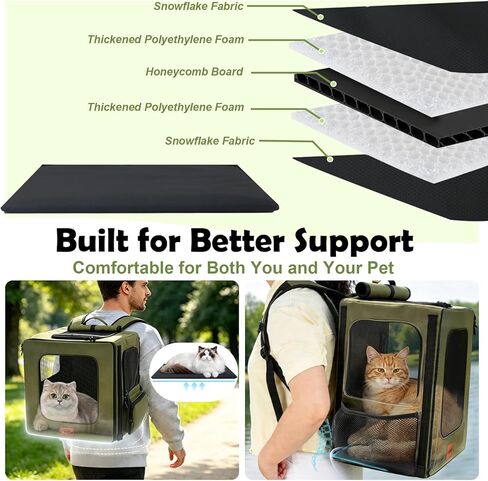 Vivifying Pet Carrier Backpack for Cats and Small Dogs up to 18 lb, Breathable Pet Backpack for Travel, Vet Visits and Hiking, with Sunshade, Locking Zippers, Thickened Bottom Support (Military Green) in Kuwait