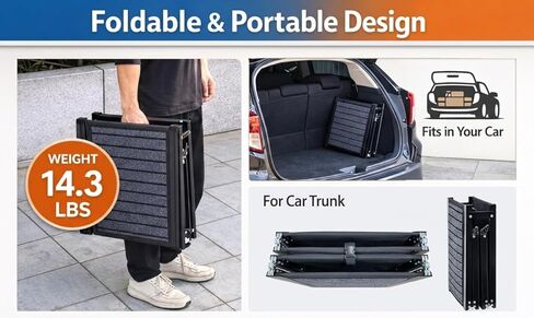 Dog Ramp for Car & SUV with Non-Slip Rug Surface – Lightweight & Foldable Pet Ramp for Dogs, Includes 4 Towels & 2 LED Lights, Safe for Cars, Trucks, Beds, Couches & Stairs in Kuwait