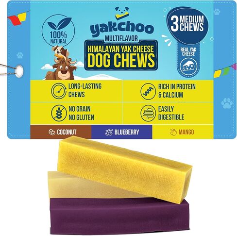 Himalayan Yak Chews for Dogs – Blueberry, Strawberry & Cranberry Medium Bars 70g (Pack of 3) 100% Natural, Long-Lasting, Calcium Rich Treats for All Breeds & 60% Protein in Kuwait