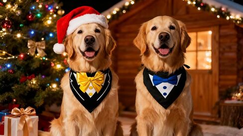 ​4-Pack Halloween Dog Bandanas | Festive Tuxedo & Bow Tie Bandanas for Medium & Large Dogs | Thanksgiving & Fall Pet Scarves for Puppies, Boys & Girls in Kuwait