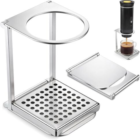 Enhon Pour Over Dripper Stand with Drip Tray, Portable & Foldable Espresso Machine Stand and Stainless Steel Drip Tray, Coffee Dripper Holder with Base, Suitable for Office, Home and Camping in Kuwait