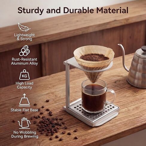 Enhon Pour Over Dripper Stand with Drip Tray, Portable & Foldable Espresso Machine Stand and Stainless Steel Drip Tray, Coffee Dripper Holder with Base, Suitable for Office, Home and Camping in Kuwait
