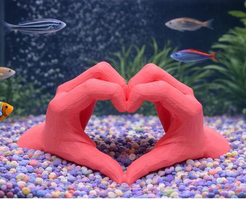 Fish Tank Decor Heart Hands Fish Hide Tank Decoration Fish Tank Aquarium Gift for Her Gift for Teen Shrimp Hide Tunnel in Kuwait