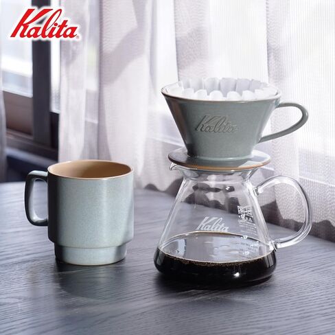 Carita Kalita Coffee Dripper Mino Ware High Heat Retention Pottery for 1 to 2 People, DACHI & KalitaMI 155, Sand Gray #01105, Wave Series, Made in Japan, Drip Equipment, For 1 Person in Kuwait