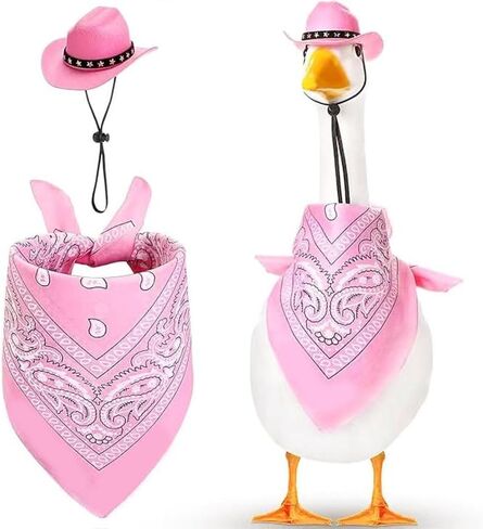 3Pcs Pink Western Pet Costume Set - Mini Cowboy Hat, Heart Sunglasses & Paisley Bandana, Cute Outfit for Small Dogs, Cats, Porch Goose Statues & Stuffed Animals in Kuwait