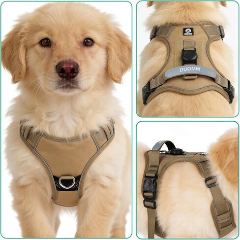 YooxArmor Tactical Dog Harness and Leash Set for Small Dogs, No Pull Adjustable Pet Vest Harness, Reflective Easy Control for Night Walking Training (Khaki-S) in Saudi Arabia