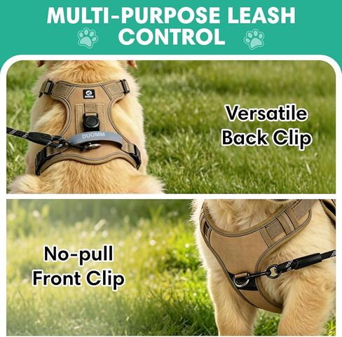 YooxArmor Tactical Dog Harness and Leash Set for Small Dogs, No Pull Adjustable Pet Vest Harness, Reflective Easy Control for Night Walking Training (Khaki-S) in Saudi Arabia