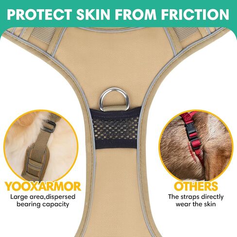 YooxArmor Tactical Dog Harness and Leash Set for Small Dogs, No Pull Adjustable Pet Vest Harness, Reflective Easy Control for Night Walking Training (Khaki-S) in Saudi Arabia