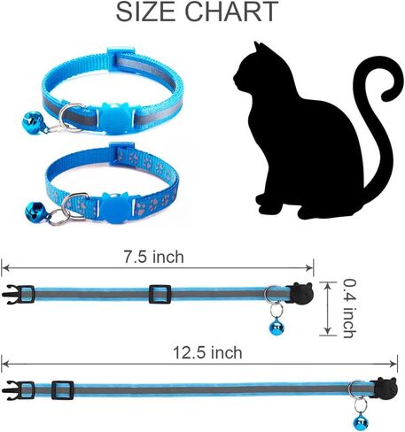 2 Pack Cat Collars with Bell, Reflective Break Away Kitten Collar Safety Buckle Kitty Breakaway Cat Collar for Boy Cats,Dark Blue in Kuwait