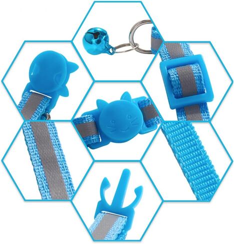 2 Pack Cat Collars with Bell, Reflective Break Away Kitten Collar Safety Buckle Kitty Breakaway Cat Collar for Boy Cats,Dark Blue in Kuwait