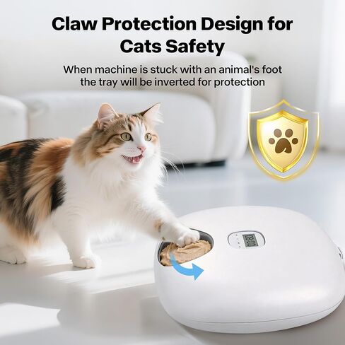PetPrime 6-Meal Automatic Cat Feeder with Two Ice Packs,Cordless Rechargeable Cat Food Dispenser for Cats and Small Dogs Wet Food Auto Pet Feeder White in Kuwait