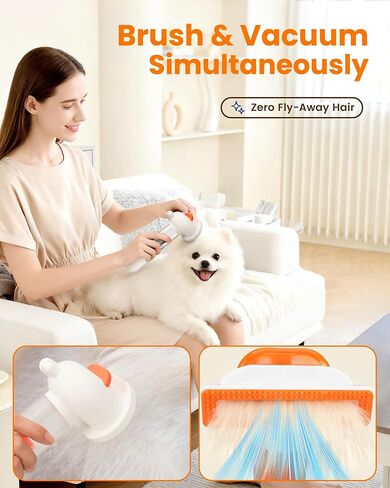 Vacuum Dog Brush for Shedding, 4-in-1 Self-Cleaning Slicker & Undercoat Rake, Deshedding Grooming Tool, Anti-Static, Massage & Combing All In One! (White) in Kuwait