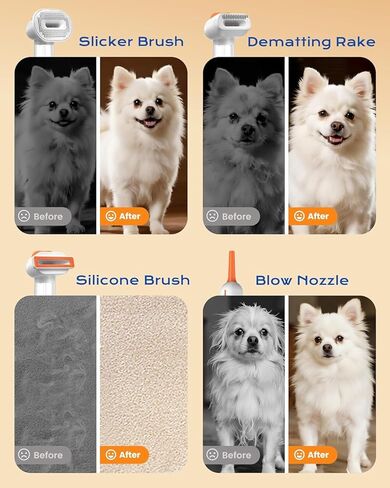 Vacuum Dog Brush for Shedding, 4-in-1 Self-Cleaning Slicker & Undercoat Rake, Deshedding Grooming Tool, Anti-Static, Massage & Combing All In One! (White) in Kuwait