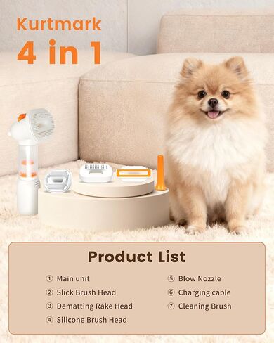Vacuum Dog Brush for Shedding, 4-in-1 Self-Cleaning Slicker & Undercoat Rake, Deshedding Grooming Tool, Anti-Static, Massage & Combing All In One! (White) in Kuwait