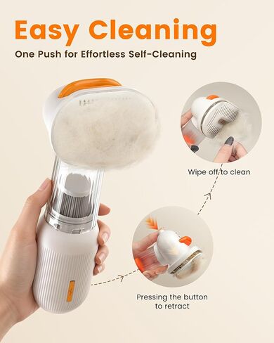 Vacuum Dog Brush for Shedding, 4-in-1 Self-Cleaning Slicker & Undercoat Rake, Deshedding Grooming Tool, Anti-Static, Massage & Combing All In One! (White) in Saudi Arabia