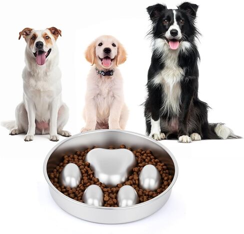 Slow Feeder Dog Bowls Stainless Steel with Non-Slip Silicone Pad Metal Bowl 2 Cups Heavy Duty Large Capacity Slow Feed for Small, Medium, Large Breed Dogs to Slow Down Eating in Kuwait