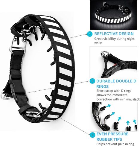 K9 Pro Supply Reflective No Pull Dog Collar for Medium and Large Dogs, with Heavy Duty Buckle for Walking, Obedience Training Belgian Malinois and German Shepard. Safe and Easy to use (M, Black) in Kuwait