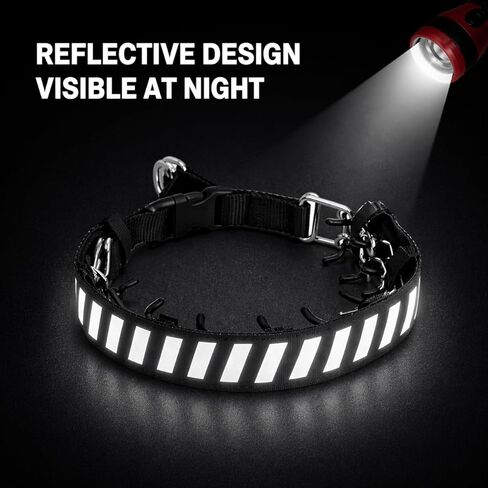 K9 Pro Supply Reflective No Pull Dog Collar for Medium and Large Dogs, with Heavy Duty Buckle for Walking, Obedience Training Belgian Malinois and German Shepard. Safe and Easy to use (M, Black) in Kuwait