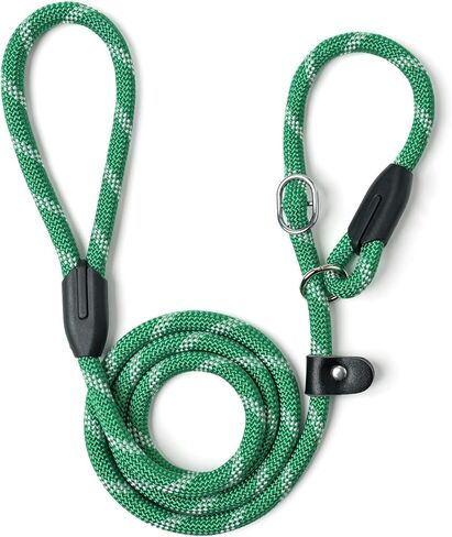 Dog Training Slip Leash, No Pull, Durable Reflective Lead, Puppy Heavy Duty Loop Rope, Comfortable Handle, 6 ft, 1/2 inch, diam. Forest/White in Kuwait