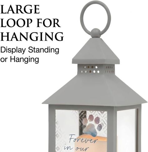 شمعة LED التذكارية للحيوانات الأليفة من The Bridge Collection إلى الأبد في قلوبنا، فانوس تعاطف مطبوع عليه مخالب للكلاب أو القطط، ضوء عديم اللهب مع مؤقت لسطح الطاولة أو العرض المعلق in Kuwait