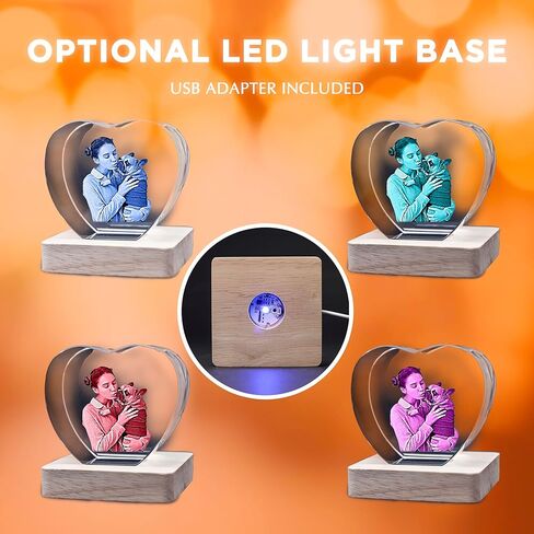 Personalized Pets Memorial Gift, Custom 3D Crystal Pet Photo Keepsake for Loss of Dog, Laser Engraved Sympathy Gift for Pet Lovers with Optional LED Light Base - Medium in Kuwait