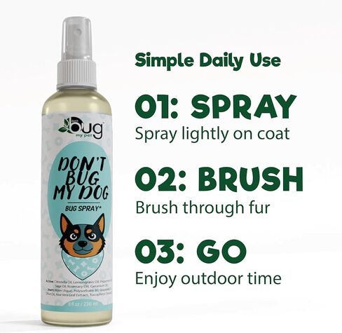 رذاذ الكلب بزيت النعناع من شركة Don't Bug My Dog™ - رذاذ طبيعي للكلاب في الهواء الطلق، تركيبة زيت عطري نباتي، معطف لطيف ورذاذ للبشرة للاستخدام اليومي، رائحة نباتية منعشة in Kuwait