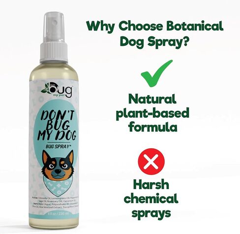 رذاذ الكلب بزيت النعناع من شركة Don't Bug My Dog™ - رذاذ طبيعي للكلاب في الهواء الطلق، تركيبة زيت عطري نباتي، معطف لطيف ورذاذ للبشرة للاستخدام اليومي، رائحة نباتية منعشة in Kuwait