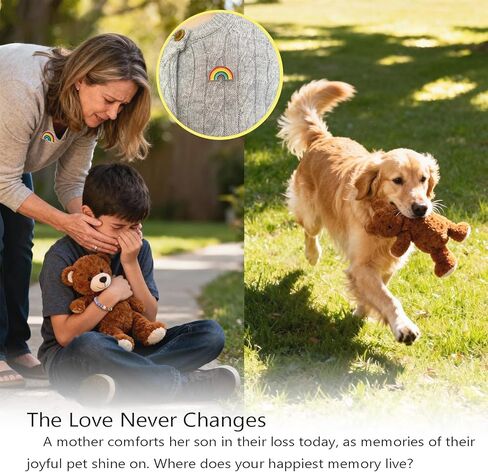 Pet Memorial Gift Set - Rainbow Bridge Sympathy Keepsake for Loss of Dog or Cat, Standing Acrylic Heart, Adjustable Beaded Bracelet, Commemorative Card & Brooch, Condolence Gift for Pet Owners in Kuwait